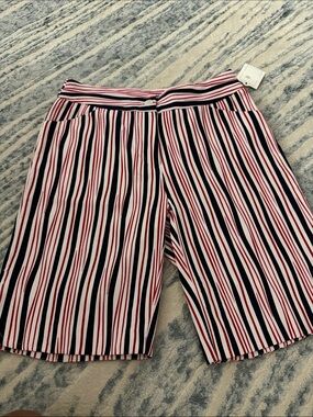 Women's Striped Bermuda Shorts - Navy, White & Red